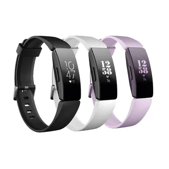 В комплекте ремешки Fitbit Inspire HR, пульсометр и фитнес-трекер S и L, черный, белый