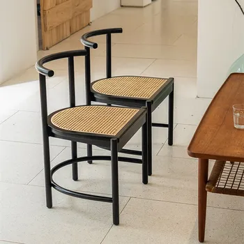 Стул из ротанга, скандинавская мебель, обеденный стул из массива дерева, простой современный стул со спинкой, стулья для ресторана, стул для столовой