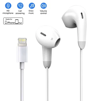 Наушники для iPhone 14 Lightning Headphones 11 12 13 Pro Max XR X XS 6 7 8 Plus SE Проводные наушники Bluetooth