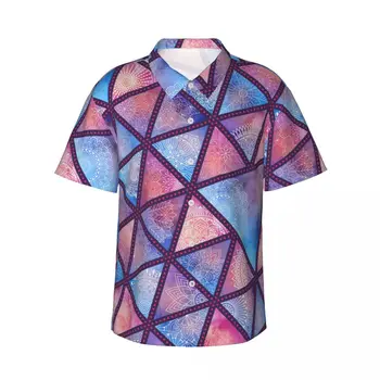 Мужская рубашка с короткими рукавами, футболки с этническими цветами и треугольниками, футболки-поло, топы