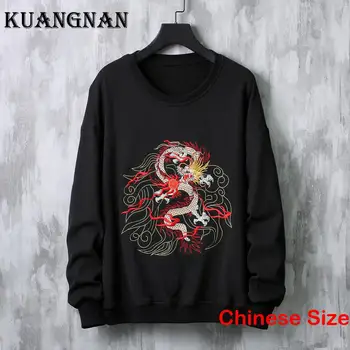 Пуловеры с вышивкой дракона KUANGNAN, мужская толстовка с длинным рукавом, мужская одежда, толстовки и свитшоты, Новая распродажа 5XL 2023 Весна