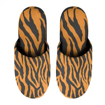 Тигровый узор (12) Теплые хлопчатобумажные тапочки для мужчин и женщин, нескользящая пушистая обувь на толстой мягкой подошве, домашние тапочки, кроссовки