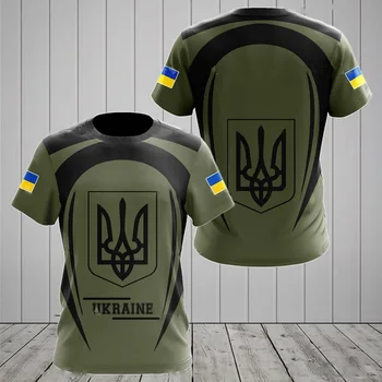 Мужская футболка UKRAINE, Летняя уличная одежда с коротким рукавом, пуловер с 3D принтом Национального флага Украины, футболка оверсайз, мужская одежда