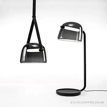 Дизайнерские подвесные светильники из дымчатого стекла, современный подвесной светильник на кожаном ремешке со светодиодной подсветкой, Светильники для украшения кухни и гостиной