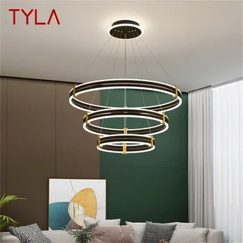 Подвесные светильники TYLA Nordic Современный Черный Роскошный Круглый светодиодный светильник для украшения дома