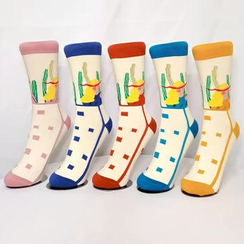Японские Женские носки с милым рисунком Харадзюку, Модные красочные весенне-осенние хлопчатобумажные носки с цветами для девочек, забавные сладкие носки