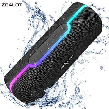 ZEALOT S55 Портативный динамик Bluetooth мощностью 10 Вт, водонепроницаемый громкоговоритель, стереодинамик объемного звучания с разноцветной подсветкой