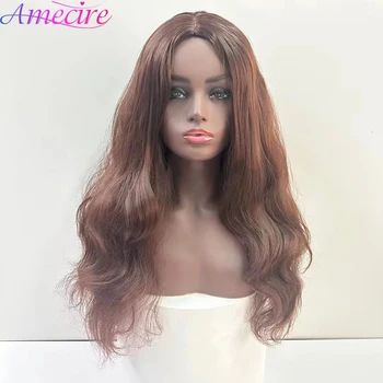 Коричневый парик из синтетических волос для чернокожих женщин, объемная волна, средняя часть, цветной кудрявый парик цвета Омбре, короткие афро-кудрявые парики с челкой