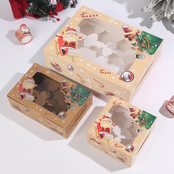 5шт Рождественская коробка для упаковки кексов Коробка для выпечки кондитерских изделий Коробка для кексов на праздник Мини-коробки для тортов Подарочная коробка для десертных кондитерских изделий