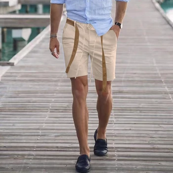 Мужские облегающие брюки с карманами с перекрестной каймой Amazon 2023, осенние новые однотонные повседневные шорты большого размера на шнуровке