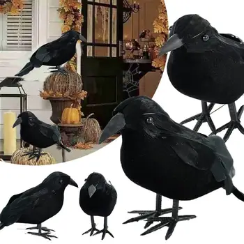 1шт Имитация модели черного ворона на Хэллоуин, поддельные игрушки для птиц и животных, страшилки для праздничной вечеринки в честь Хэллоуина, украшение дома, реквизит ужасов