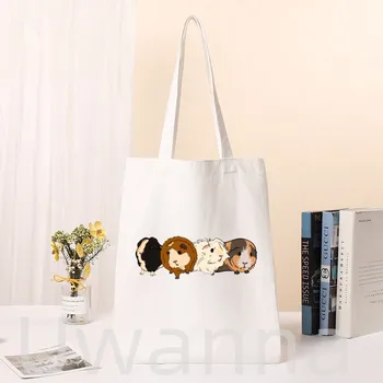 Милая морская свинка с графическим хипстерским мультяшным принтом, сумки для покупок, модная повседневная сумка для девочек, сумка для рук большой емкости