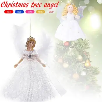 Красочный Рождественский Ангелочек, Рождественская елка, Подвесные Ангелочки, украшения, Ангельский Топпер с крыльями для украшения Рождественской елки