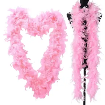 Розовое боа из перьев Индейки, Гирлянда из розовых перьев, Мягкие боа из перьев для девочек, нарядные принадлежности для костюмированной вечеринки на свадьбу