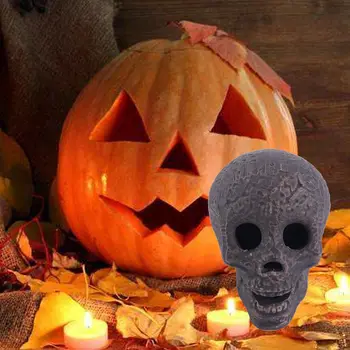Тонкая работа, переносной террор для камина, огнеупорный, реалистичный декор в виде черепа на Хэллоуин, скульптура черепа, керамические украшения