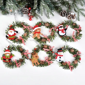 15 см Рождественский Венок Рождественская Дверная Гирлянда Подвесные Украшения Веселые Рождественские Украшения для Дома Navidad 2023 С Новым Годом 2024
