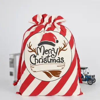Рождественская сумка для подарков для детей Рождественская холщовая сумка 50x70 см Подарочная сумка на шнурке Сумка для конфет Веселое Рождественское украшение для дома 2024