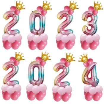 14ШТ. Воздушные шары из фольги с цифрами, воздушные шары на День Рождения, украшения с номером Воздушного шара, Украшения для вечеринки с Днем Рождения, Детские Розовые воздушные шары