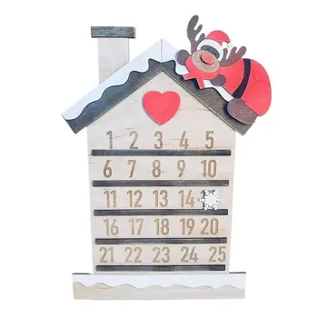 Рождественский Адвент-календарь Деревянный Рождественский календарь обратного отсчета Санта-Клауса Обратный отсчет до Рождественского календаря Украшения для домашнего стола