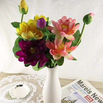 Искусственный цветок, короткие стебли Лотоса, искусственный шелковый цветок для декора свадебной церемонии Дома