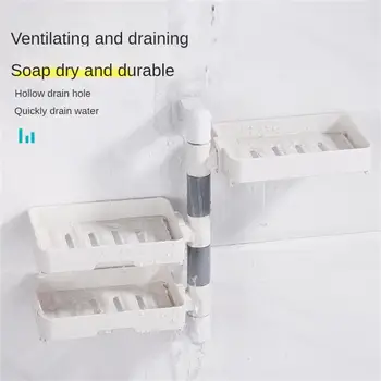 Вращающийся креативный сливной трехслойный держатель для мыла, настенный неперфорированный ящик для мыла в ванной, Сливной стеллаж для хранения мыла, держатель для мыла