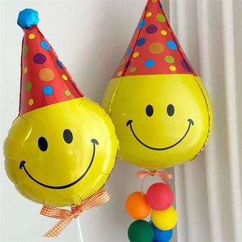 32-дюймовый 4D колпачок с улыбающимся лицом из алюминиевой пленки, воздушный шар, украшение для детского дня рождения, украшение для первого года жизни ребенка