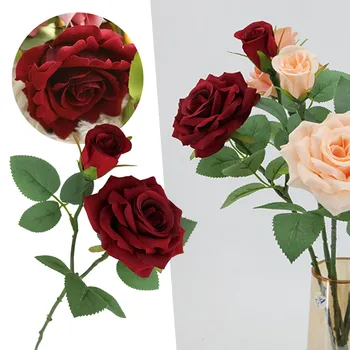 Роза С одной Веткой и Несколькими головками, Имитирующая Свадьбу, Цветок Для украшения гостиной, Съемка Искусственного Цветка, Шелковый Цветок