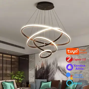 Светодиодная потолочная люстра Tuya Zigbee Alexa Alice Assistant Kitchen Living Room Decor Подвесные светильники Lustre для потолка Smart Home