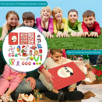 Адвент-календарь с 24 сетками, Календарь обратного отсчета без бисфенола А, Нетоксичный набор игрушек для упражнений для пальцев, многоцелевой для детей, рождественские подарки