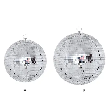 Круглые лампы с зеркальным шаром для дискотеки, украшения для сцены, серебро 25 см