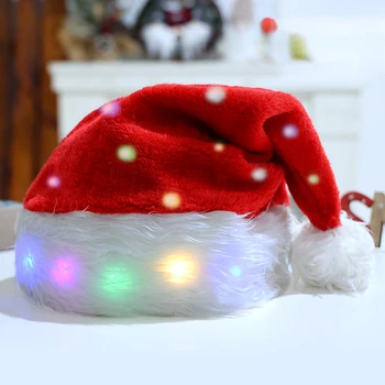 Зажгите рождественскую шляпу Санты с мигающими светодиодными лампочками для взрослых, Рождественские подарки для детей, украшения navidad 2023