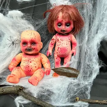 Кукла-зомби на Хэллоуин, Кукла-призрак, Дом с Привидениями, Игрушка для украшения детского ужаса, Жуткая Кукла, Украшение для Хэллоуина, Декор с привидениями