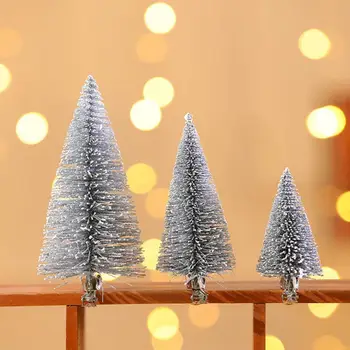 Елочное украшение на клипсе, яркие реалистичные мини-елочные украшения, набор из 3 неувядающих искусственных деревьев из сизаля с клипсой