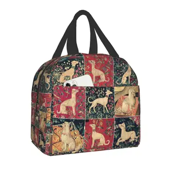 Средневековые изолированные сумки для ланча Greyhound для женщин Whippet Sighthound Dog Термоохладитель Bento Box Для кемпинга на открытом воздухе Путешествия