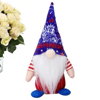 4 июля Гномы, патриотические плюшевые украшения для безликих кукол, День независимости, Безликая кукла, звездно-полосатые фигурки гномов.