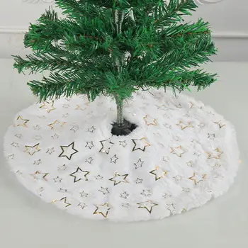 Юбка для Рождественской елки, праздничная мини-юбка для рождественской елки с рисунком снежинки / звезды, круглая, стираемая, праздничное украшение для дома на Рождественскую вечеринку