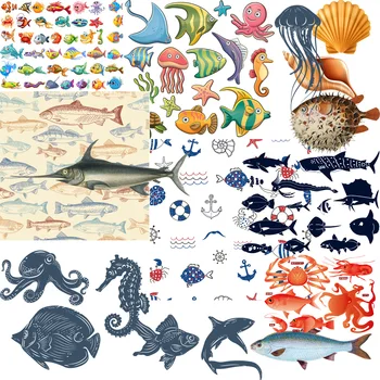 13700+ Векторных мультфильмов о животных и растениях, нарисованных от руки, AI, EPS, Fomat, Вырезание в формате HD, печать файлов дизайна рыб и кораллов.