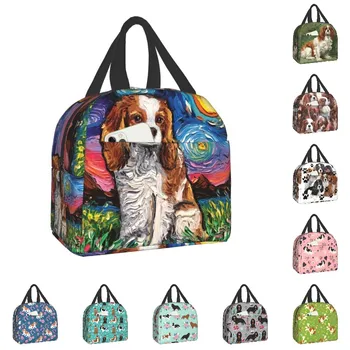 Собака Звездной ночи, Кавалер Кинг Чарльз Спаниель, Изолированная сумка для ланча, Сменный холодильник, Термальный Ланч-бокс для женщин, детский Ланч-бокс для пикника и путешествий