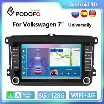 Podofo 4G CarPlay Android Auto Автомагнитола Для Volkswagen Skoda SEAT Passat Golf Polo GPS Стерео Головное Устройство Мультимедийный Плеер HiFi