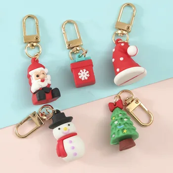 2шт 3D милый мультяшный Рождественский брелок Kawaii с мягким клеем, брелок для ключей, подвески для сумок, аксессуары, новогодний подарок для друга детей