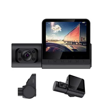 3-Полосная Приборная камера Автомобильная камера безопасности 360 170 Широкоугольный 2,4-дюймовый IPS экран Водонепроницаемая камера ночного видения Запись HD 1080P