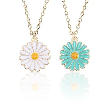 Милое ожерелье с хризантемой для женщин, Крошечное металлическое многоцветное цветочное ожерелье, растительные украшения, ошейники, подарок подругам