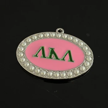 Овальный розово-зеленый жемчужный шарм с логотипом Ювелирной ассоциации, Буквенный Металлический кулон 