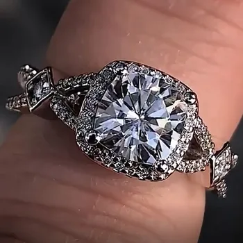 Женское Обручальное кольцо из белого золота 0 карат, 1 2 3 4 5 Карат, кольцо с бриллиантом из муассанита, Модная Романтическая лента