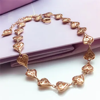 Романтичный и креативный глянцевый браслет в форме сердца для женщин из фиолетового золота 585 пробы с покрытием 14 каратного розового золота Браслеты Свадебные украшения