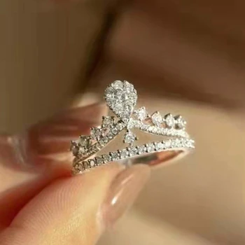 Новая мода Корона Кольца для женщин Кристалл Циркон Свадебные украшения для новобрачных Нежное Женское Обручальное кольцо