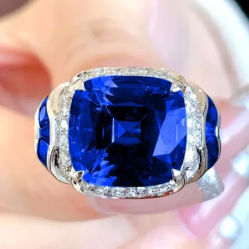 Винтажный королевский синий кристалл, Топаз, сапфир, драгоценные камни, бриллианты, кольца для петушиного хвоста для женщин, Серебряные украшения с наполнением из белого золота, бижутерия