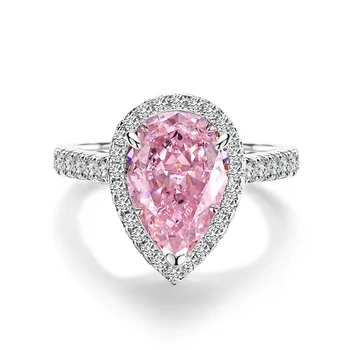 2023 Роскошное кольцо с драгоценным камнем в виде капли воды из стерлингового серебра S925 пробы для женщин с высокоуглеродистым бриллиантом и цирконом