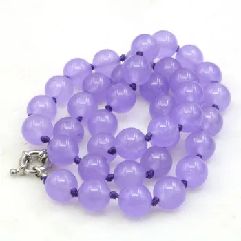 10 мм Круглое ожерелье из фиолетового нефрита с халцедоном, кристалл из натурального камня, Женские шейные уборы ручной работы, дизайн ювелирных изделий 
