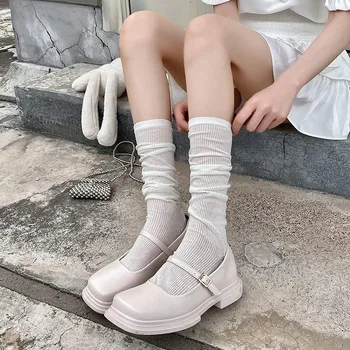 Весенне-летняя вязаная накидка для женских модных носков Miu Style Ins из тонкой прозрачной пряжи, женские носки средней длины